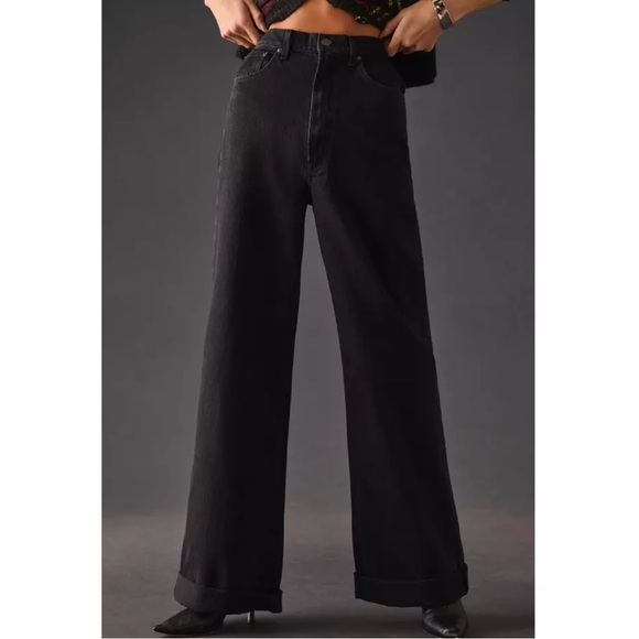 MOTHER DENIM SNACKS | NWT! The Funnel Heel Cuff Jeans Sz: 26 Smacking Good Black - Picture 2 of 8